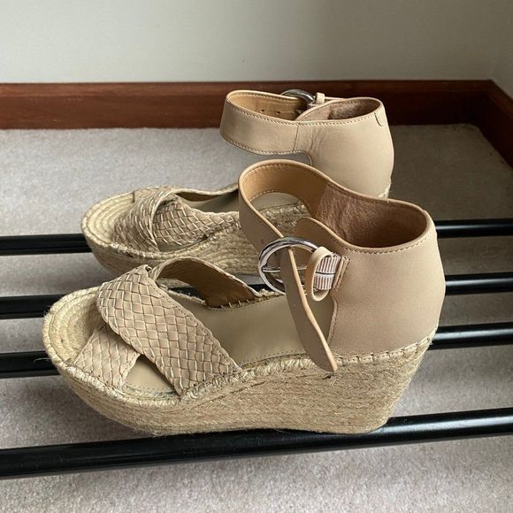 MARC FISHER LTD Women Aylon Leather Espadrille Wedge Sandals - NEW NWOB - Picture 3 of 9